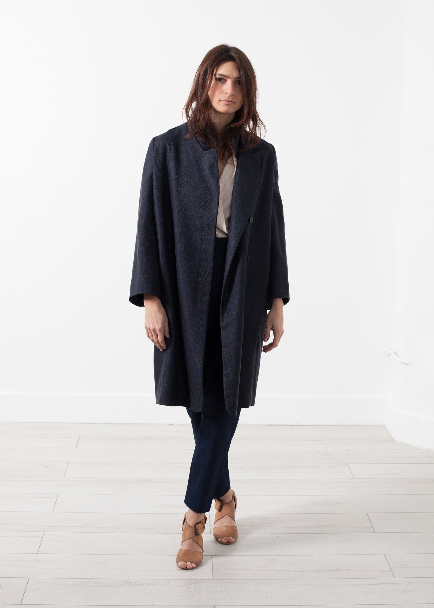 Woven Pleat Back Coat - annaclothes