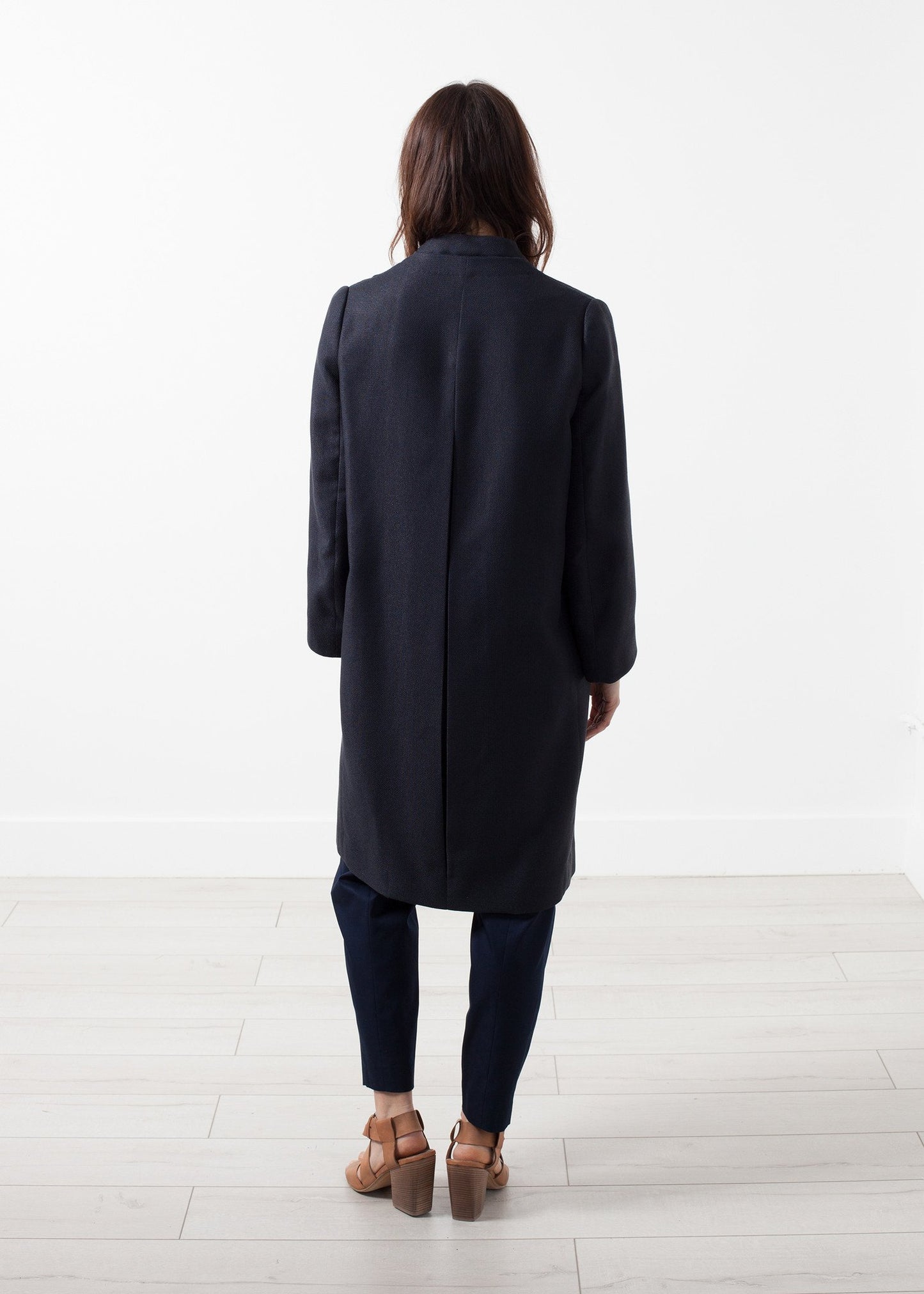 Woven Pleat Back Coat - annaclothes