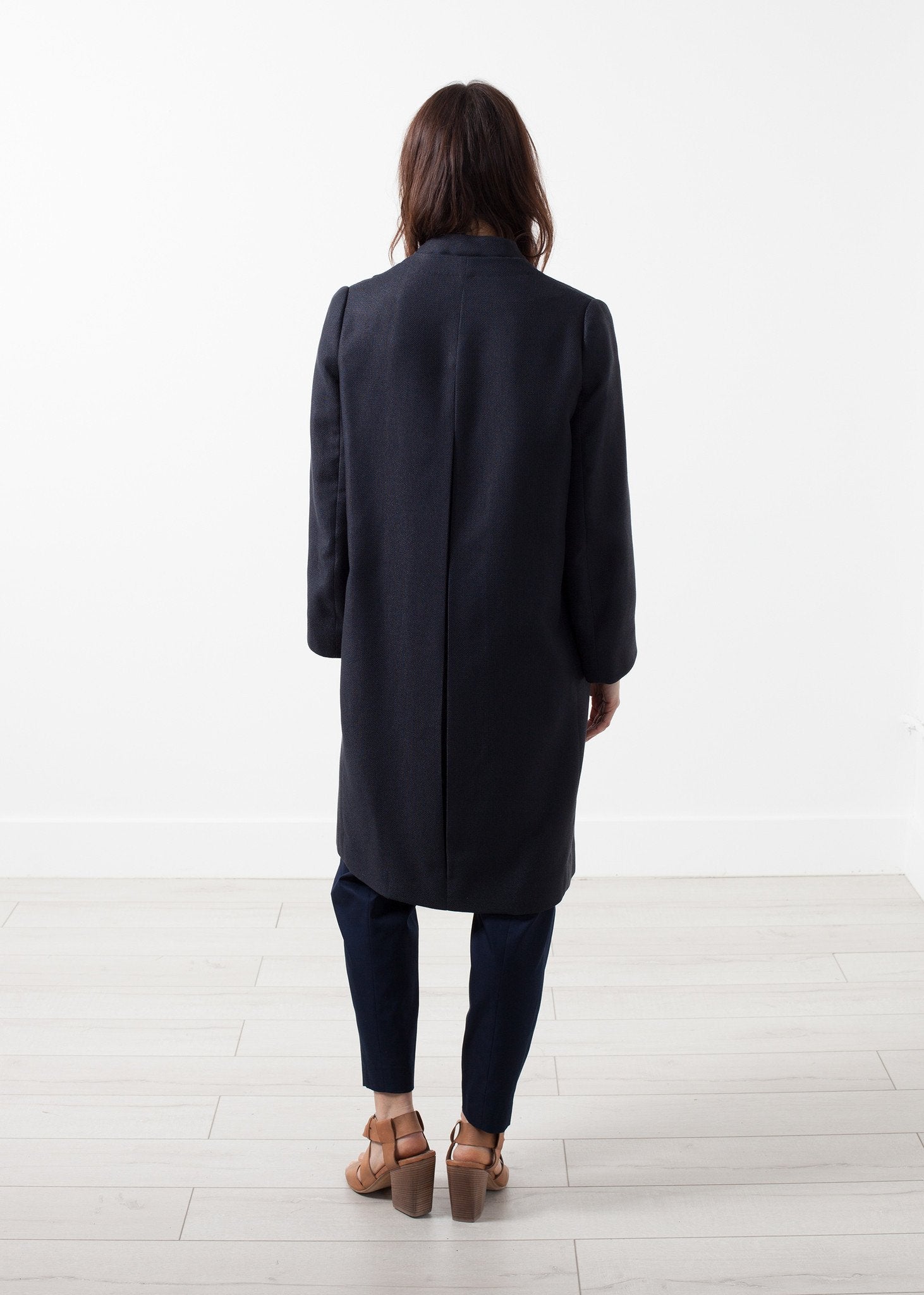 Woven Pleat Back Coat - annaclothes