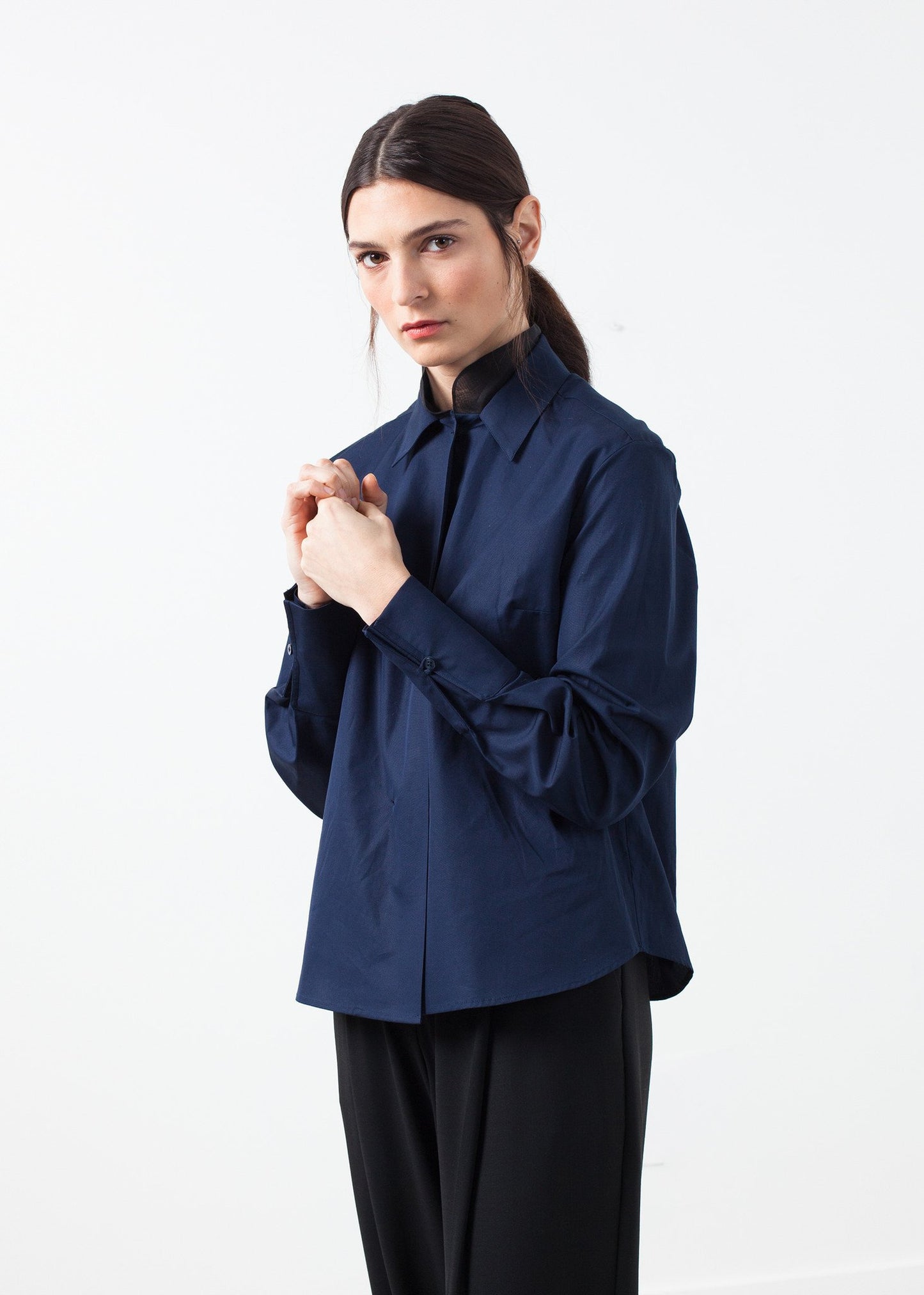 Sheer Silk Collar Button Up - annaclothes