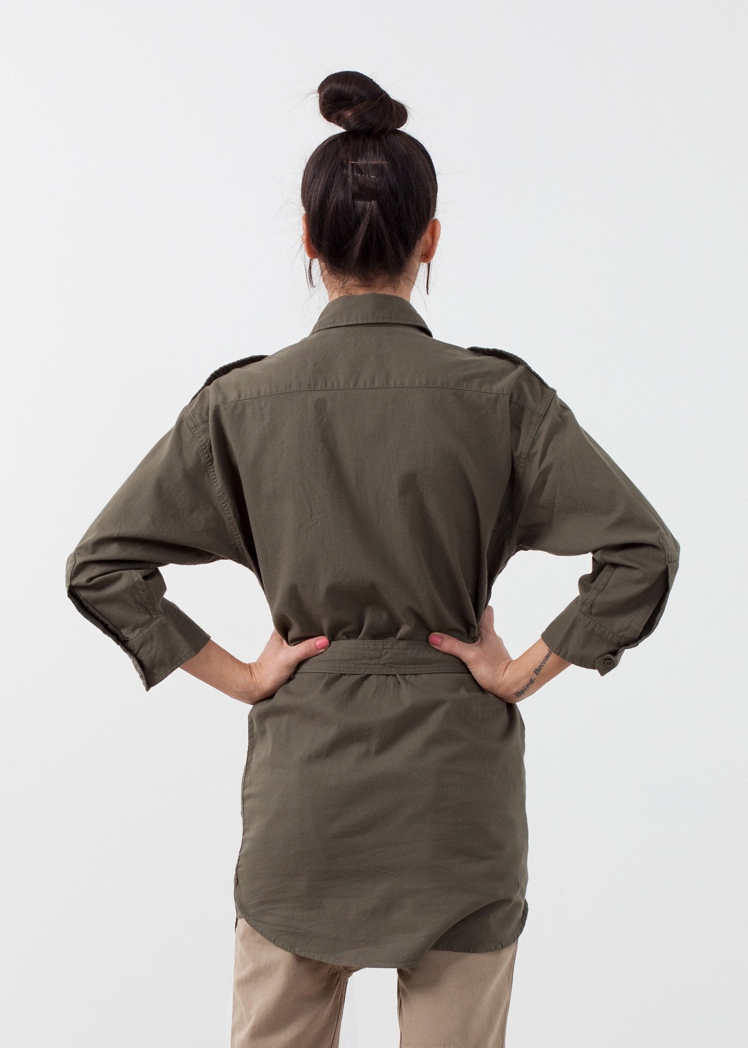 Belted Surplus Dress - annaclothes