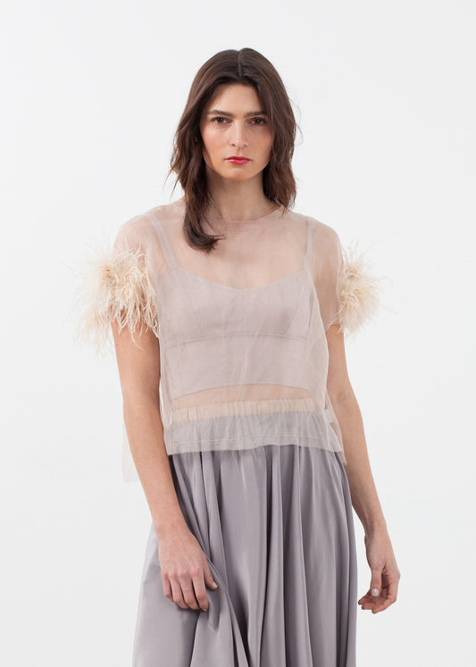 Organza Feather Top - annaclothes