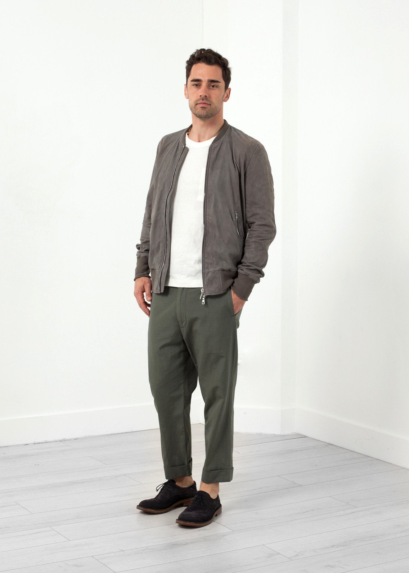 Leather Bomber Jacket in Dust - annaclothes