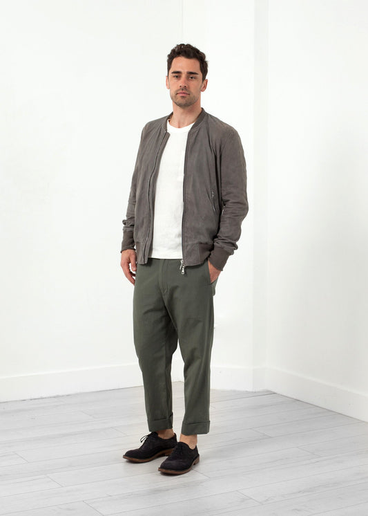 Leather Bomber Jacket in Dust - annaclothes