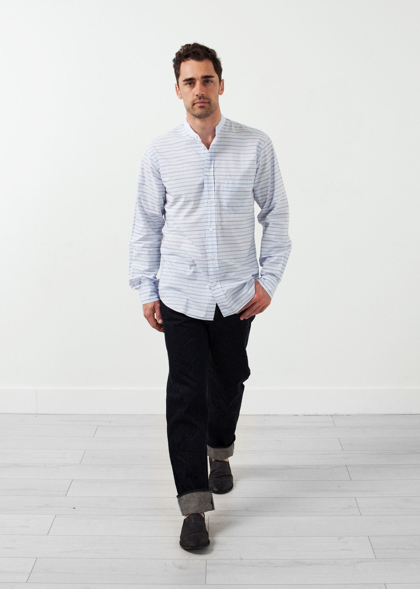 Mandarin Collar Formal Shirt - annaclothes
