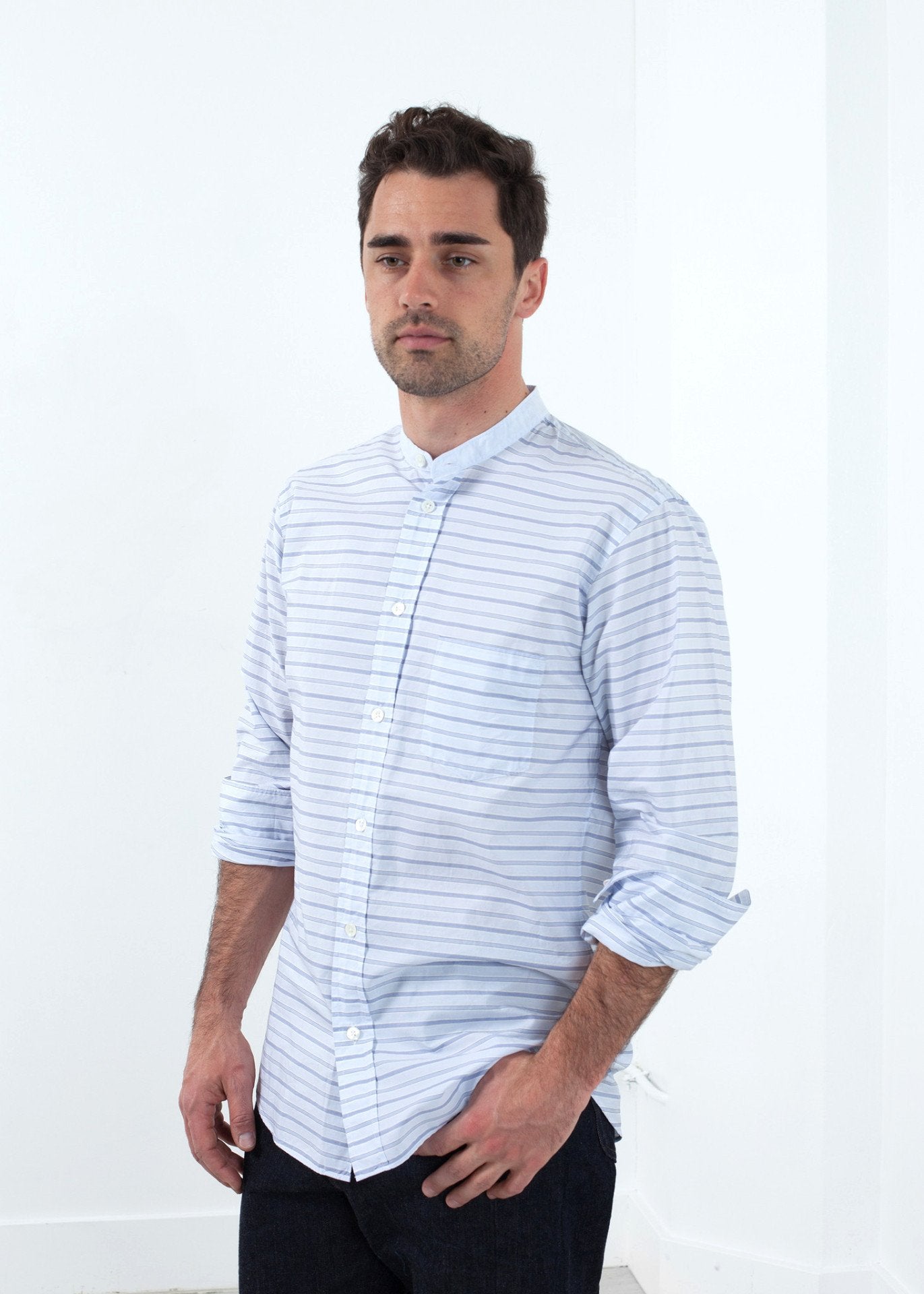 Mandarin Collar Formal Shirt - annaclothes