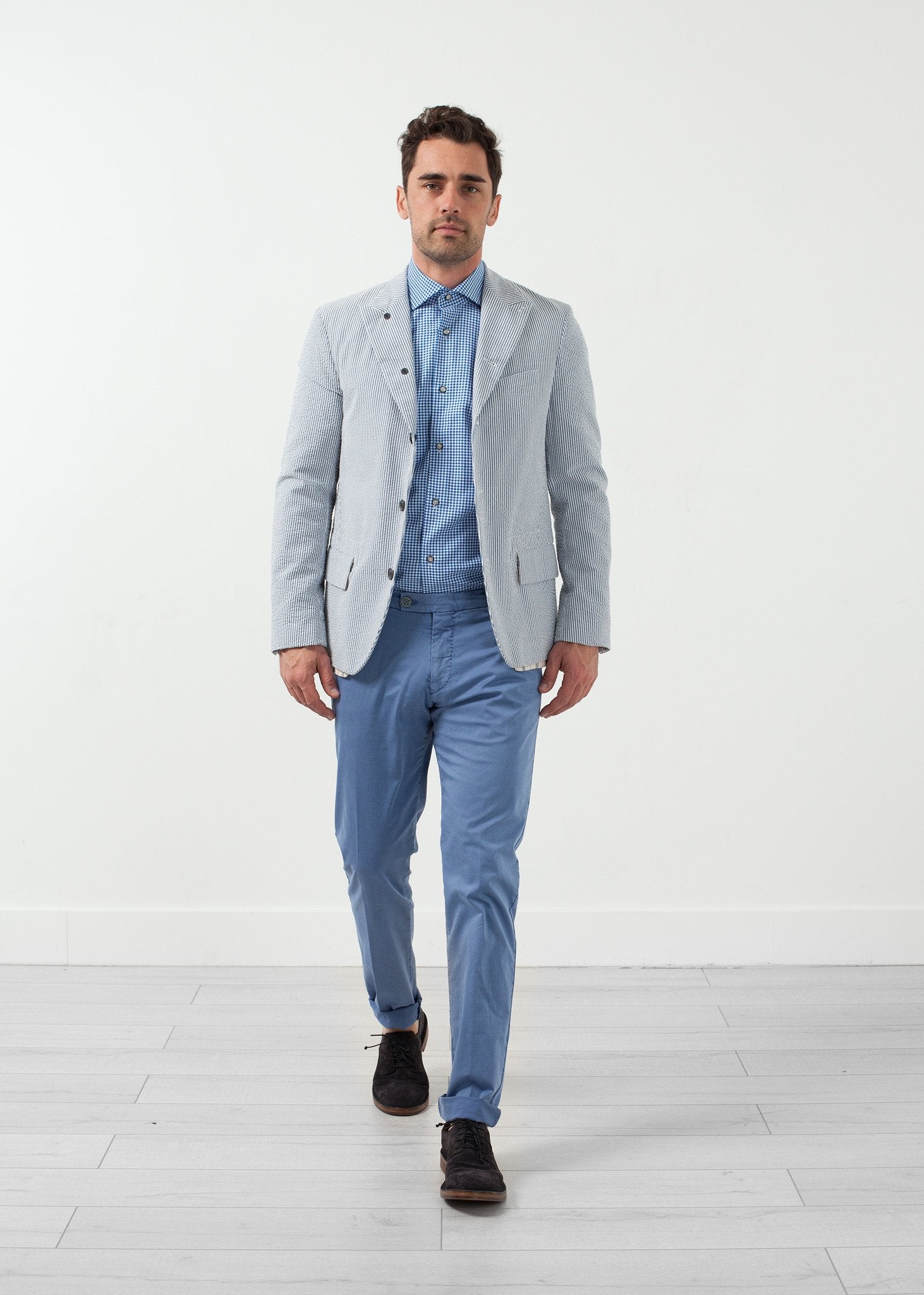 Seersucker Five Button Blazer - annaclothes