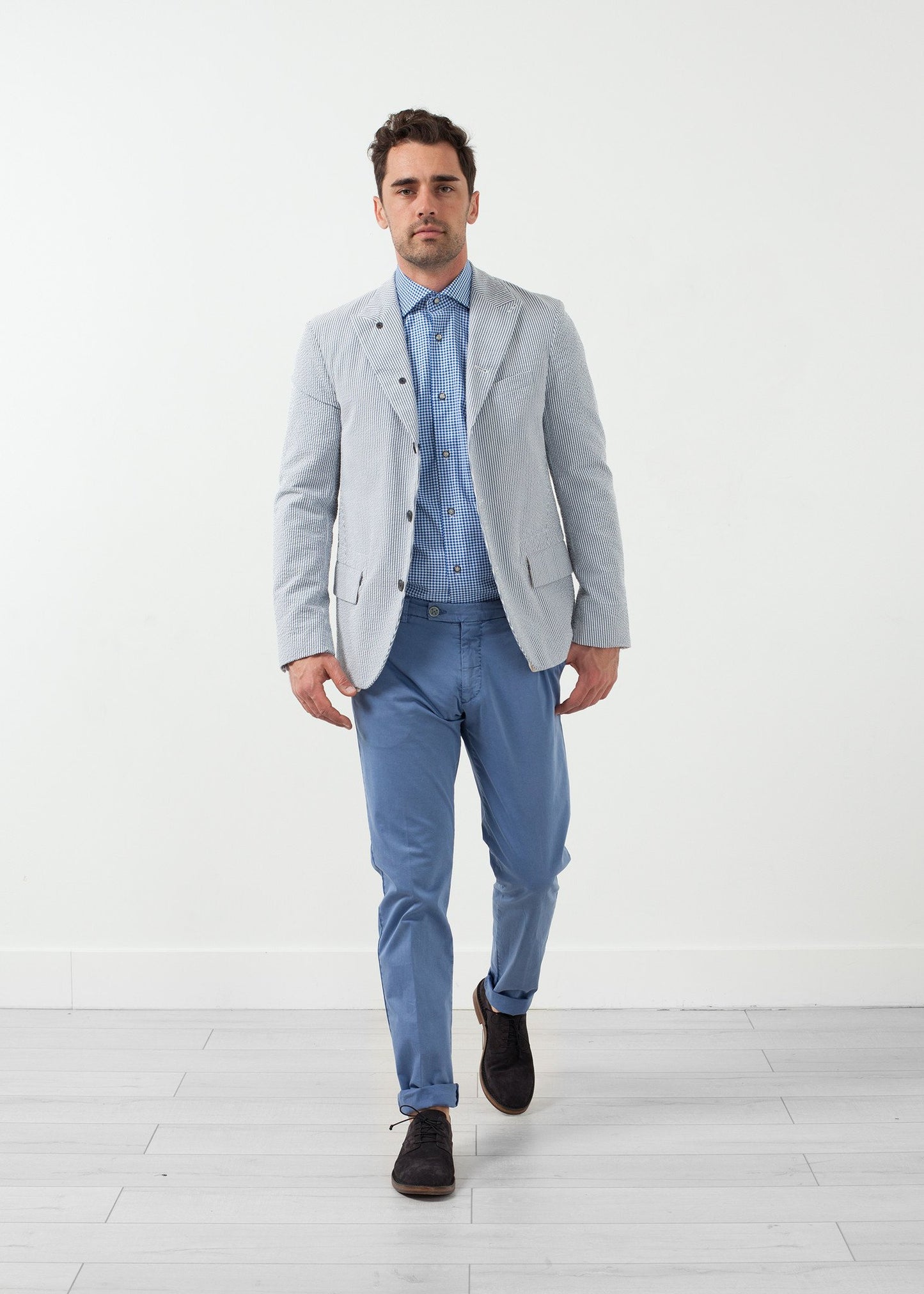 Seersucker Five Button Blazer - annaclothes