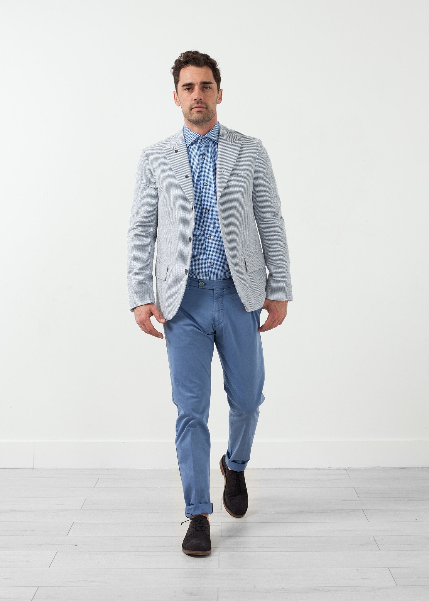 Seersucker Five Button Blazer - annaclothes