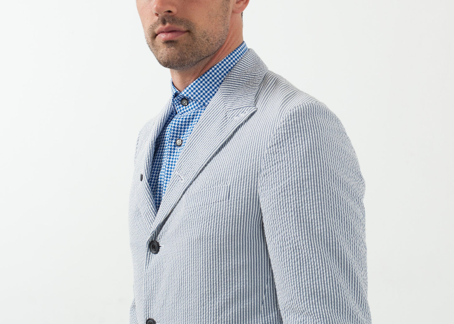 Seersucker Five Button Blazer - annaclothes