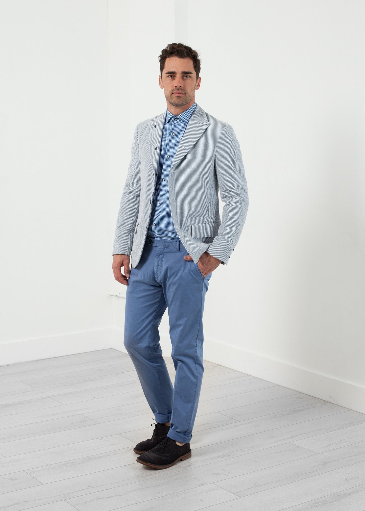Seersucker Five Button Blazer - annaclothes