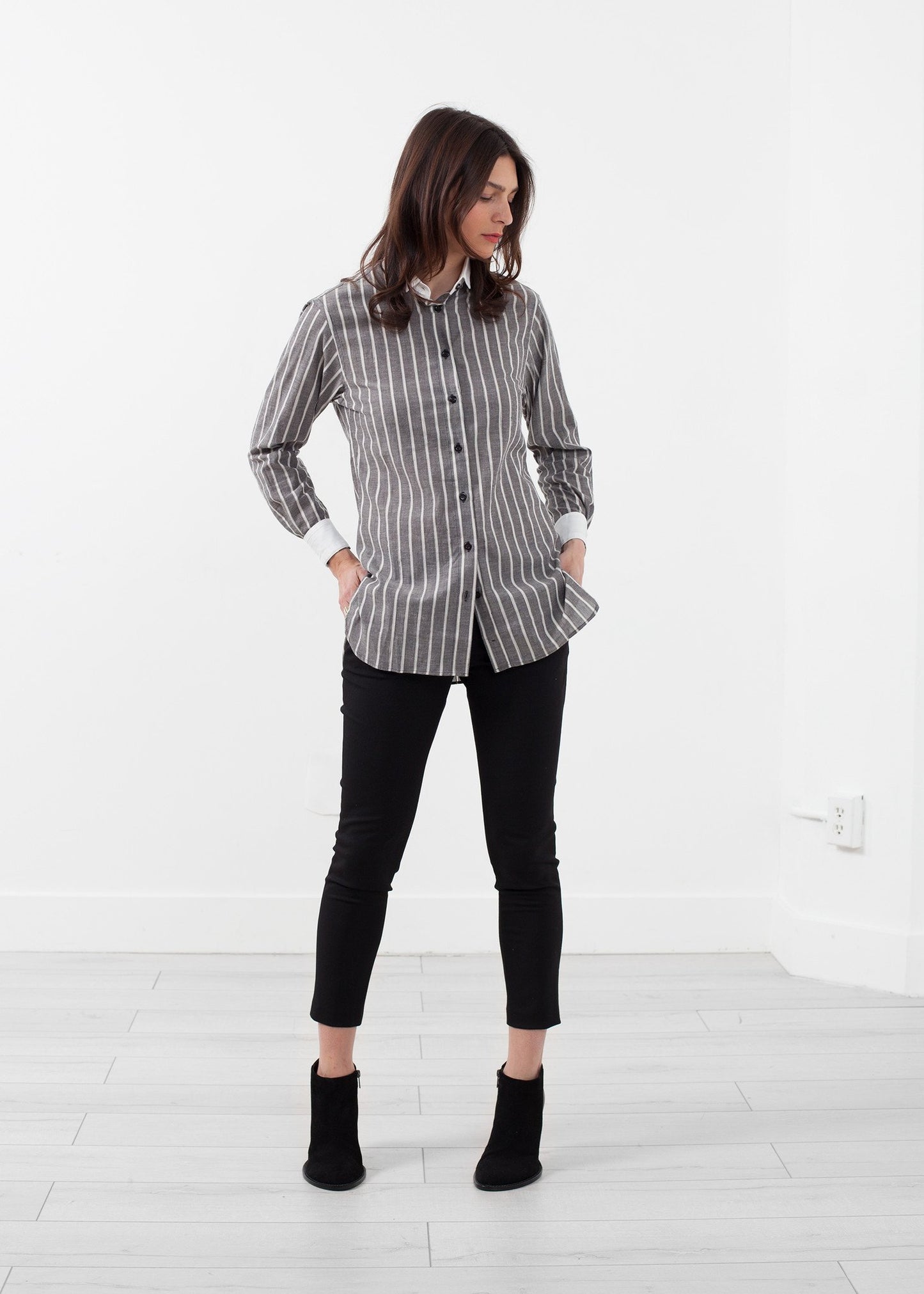 Striped Tuxedo Shirt - annaclothes