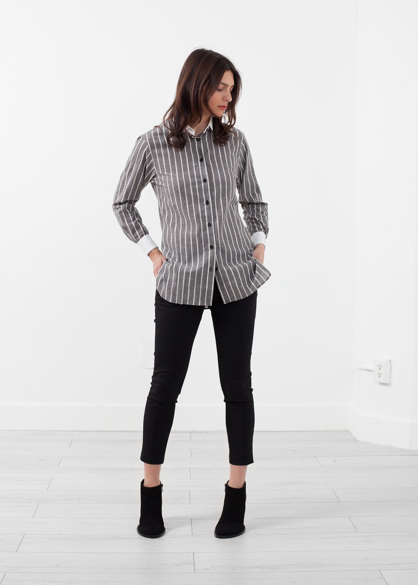 Striped Tuxedo Shirt - annaclothes