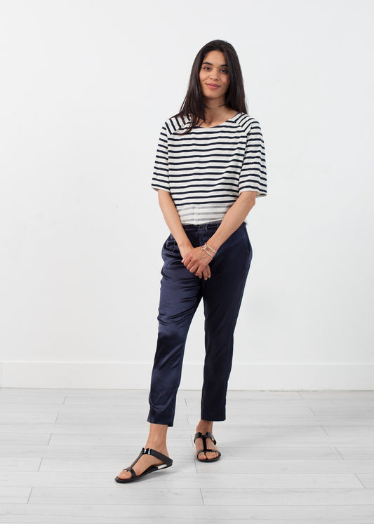 Sleeve Top in Navy Stripe - annaclothes