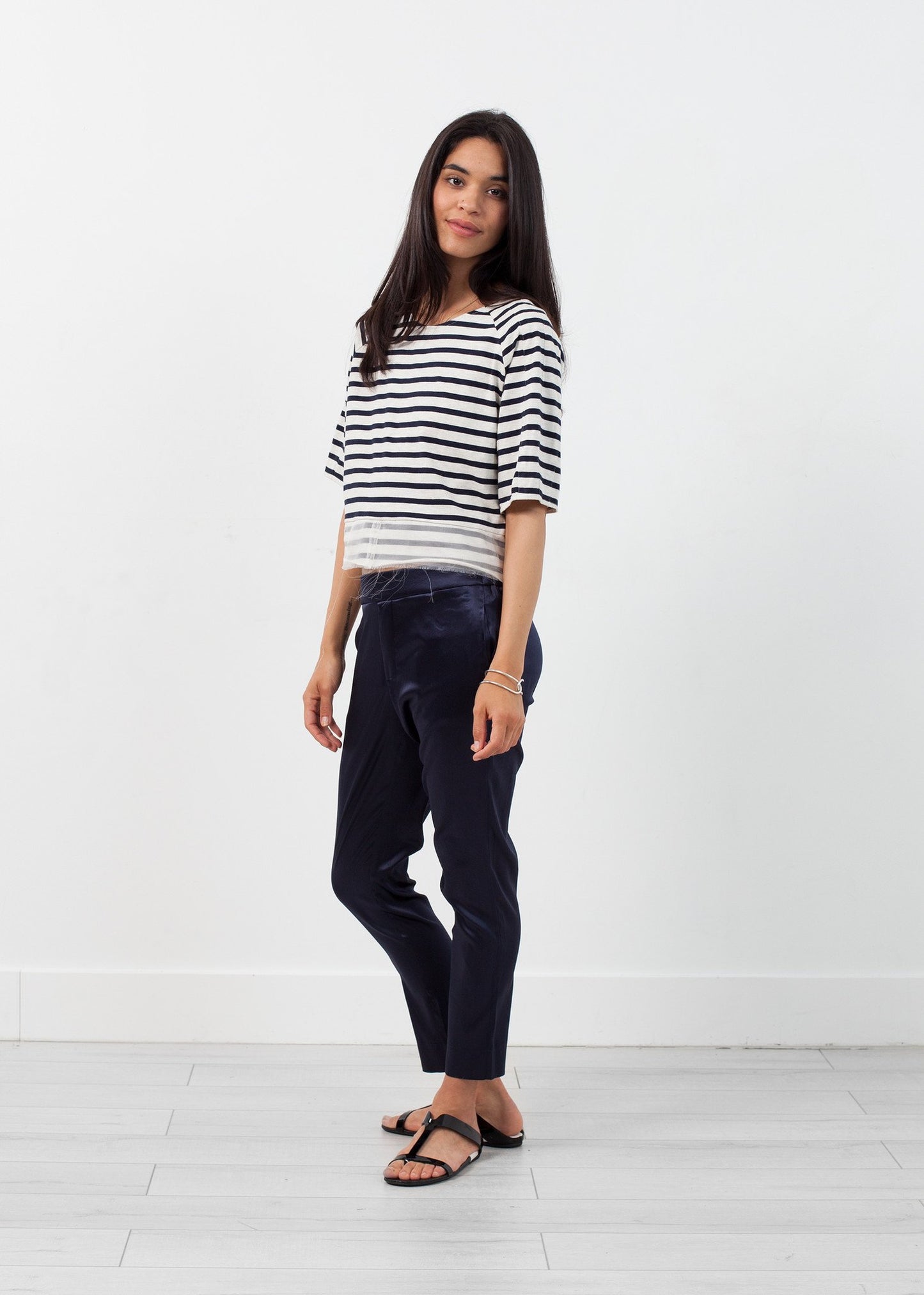 Sleeve Top in Navy Stripe - annaclothes
