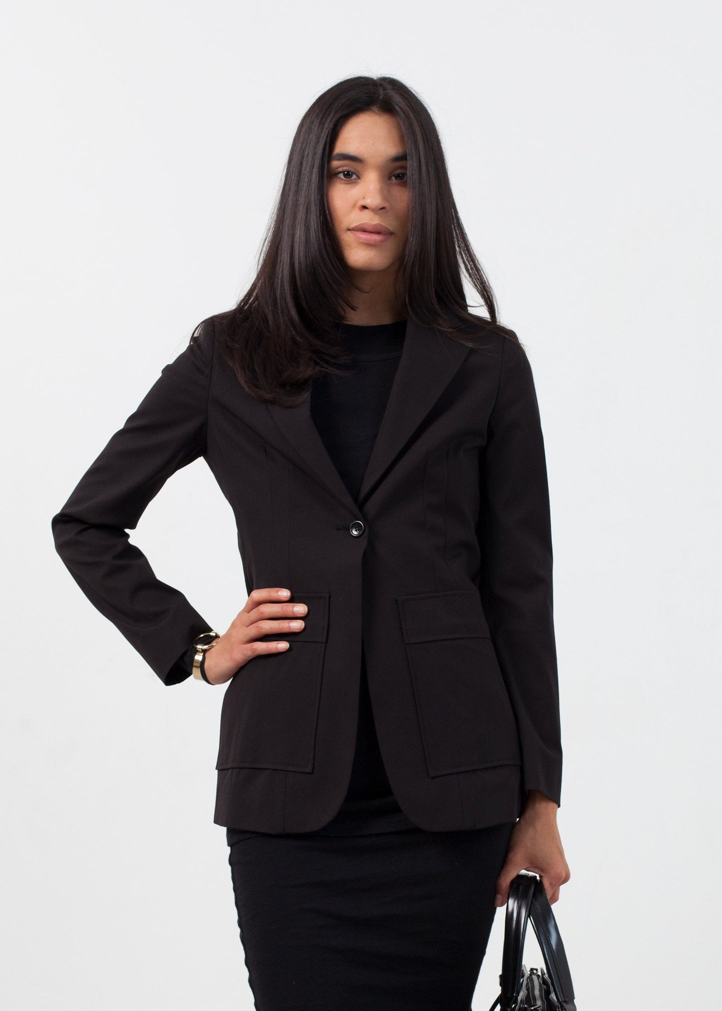 Double Pocket Blazer in Black - annaclothes
