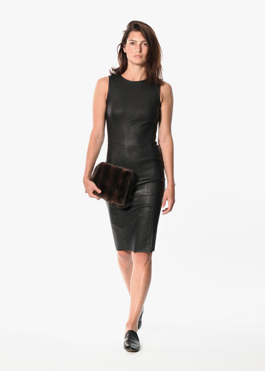 Iranta Leather Dress in Black - annaclothes