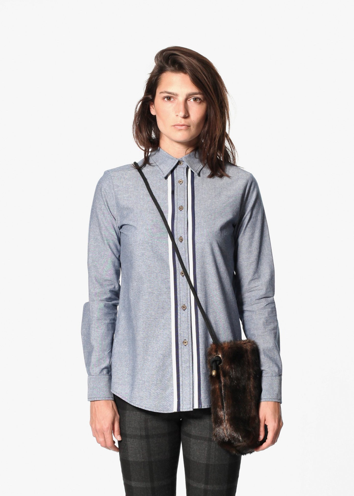 Chambray Boyfriend Shirt in Blue - annaclothes