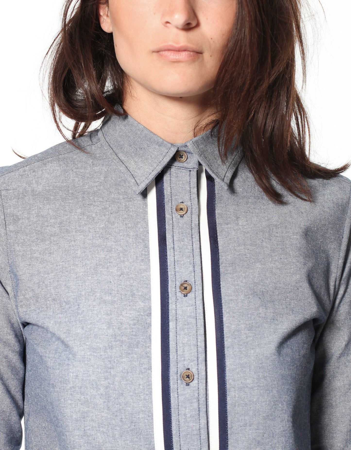 Chambray Boyfriend Shirt in Blue - annaclothes