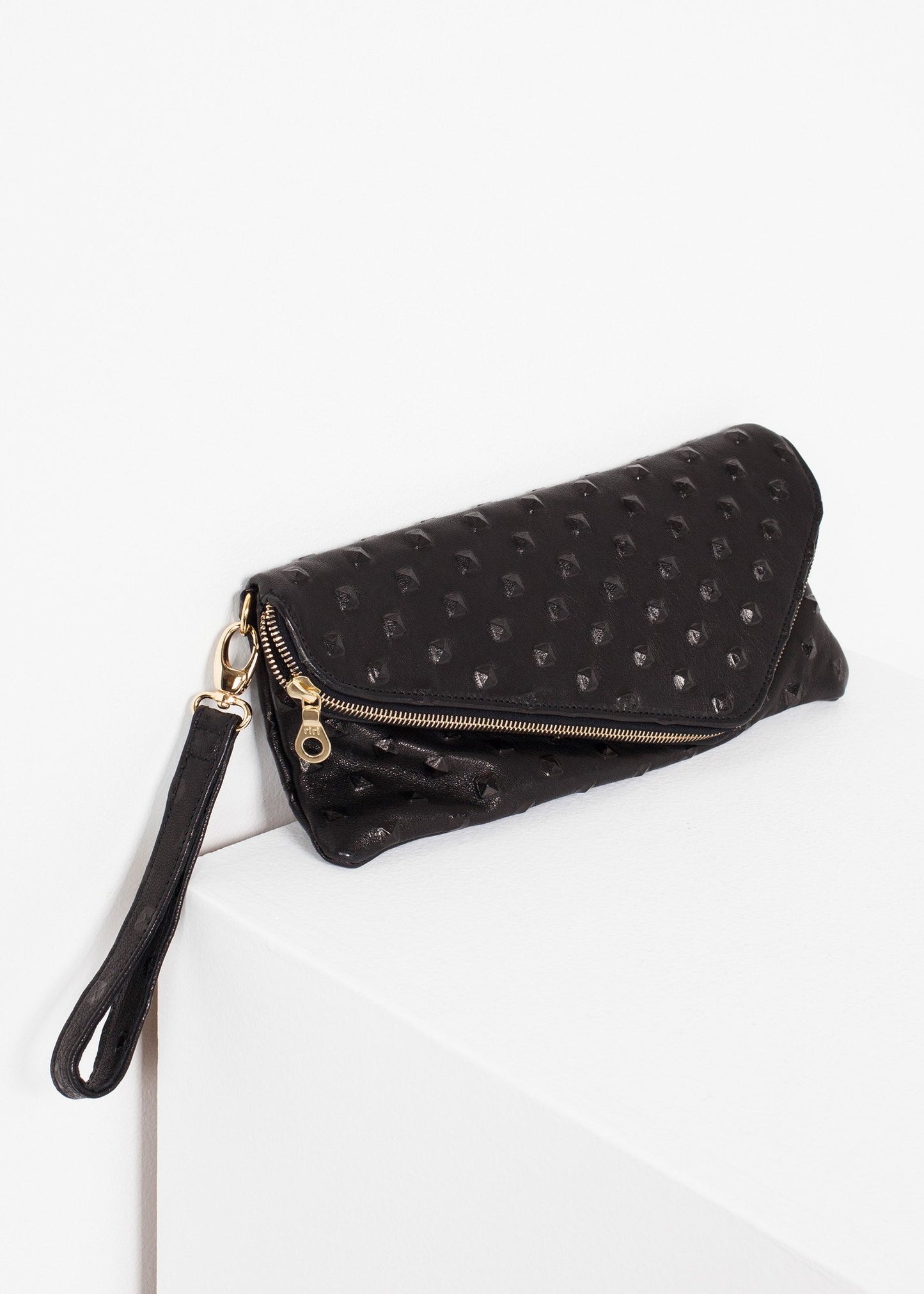 Roxanne Leather Clutch in Black - annaclothes