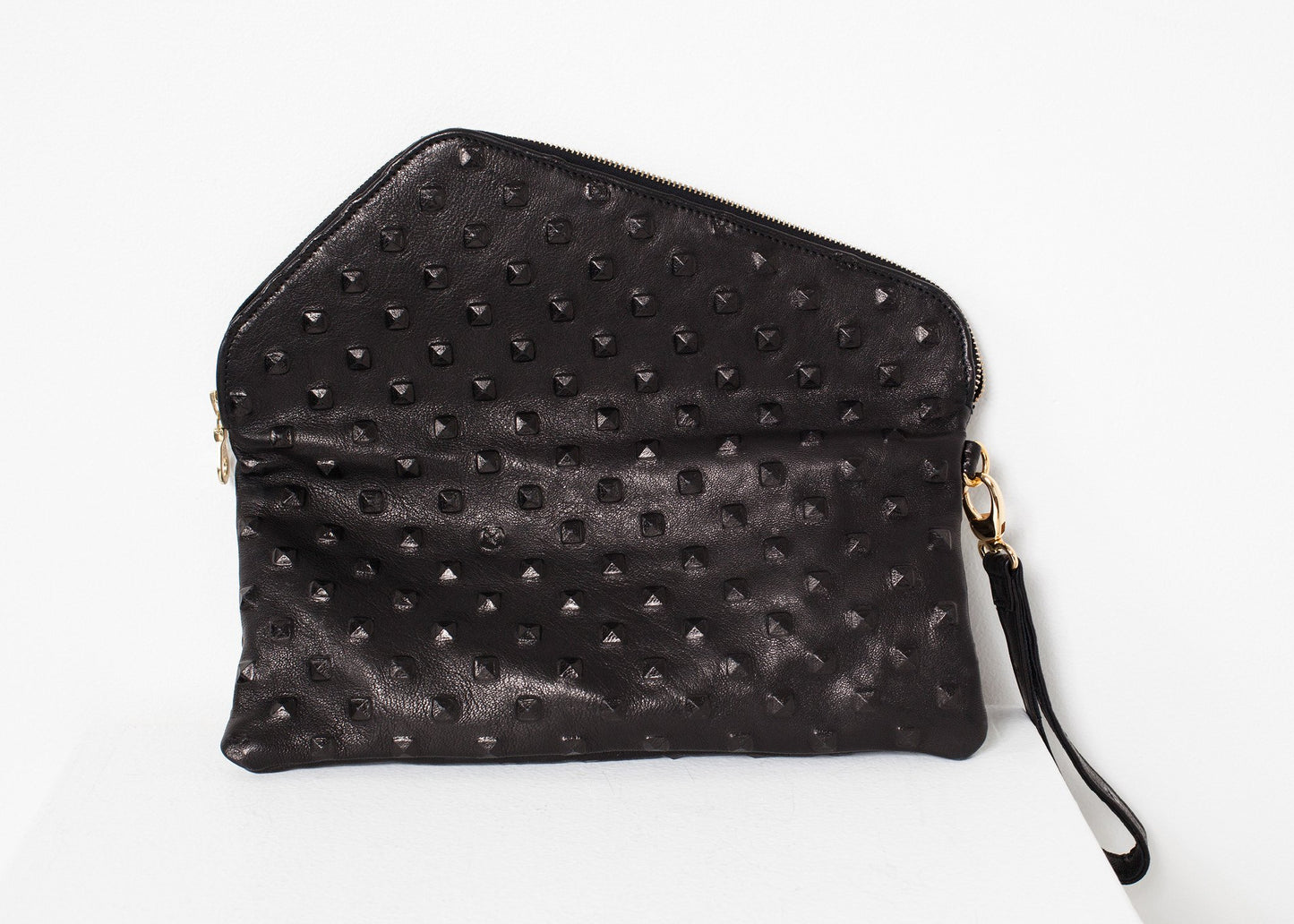 Roxanne Leather Clutch in Black - annaclothes