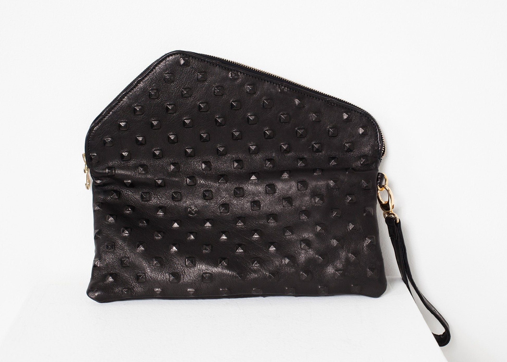 Roxanne Leather Clutch in Black - annaclothes