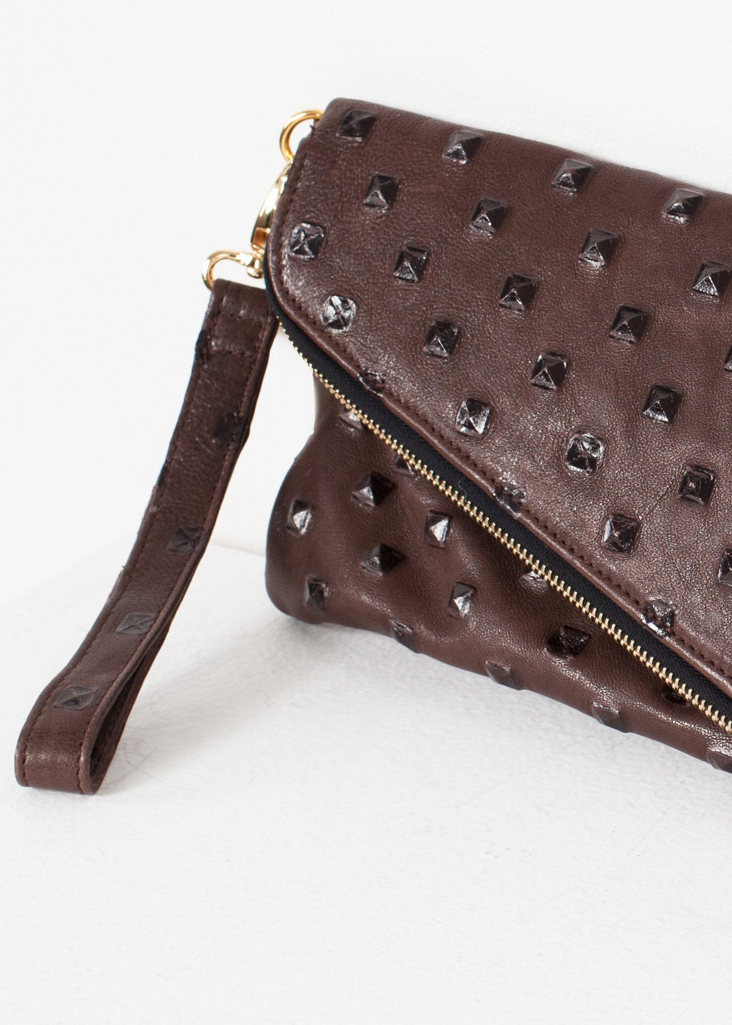 Roxanne Leather Clutch in Brown - annaclothes