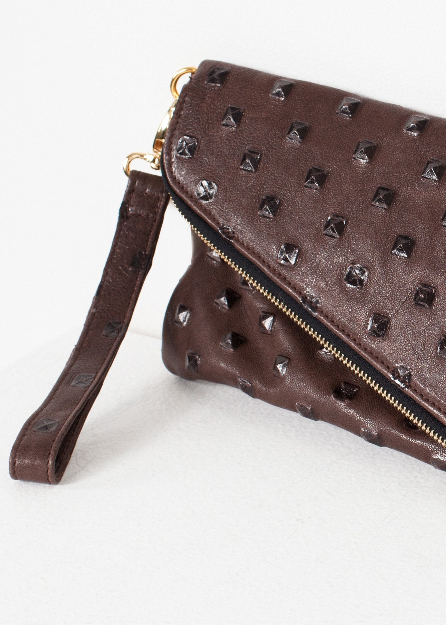 Roxanne Leather Clutch in Brown - annaclothes