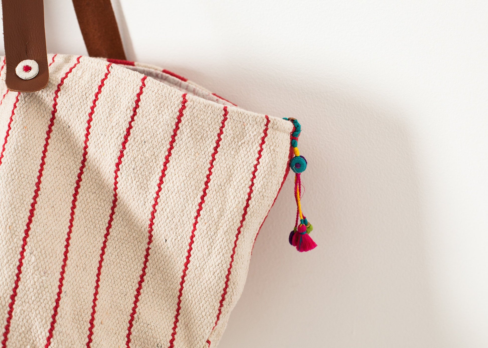 Woven Oversized Tote in Red Stripe - annaclothes