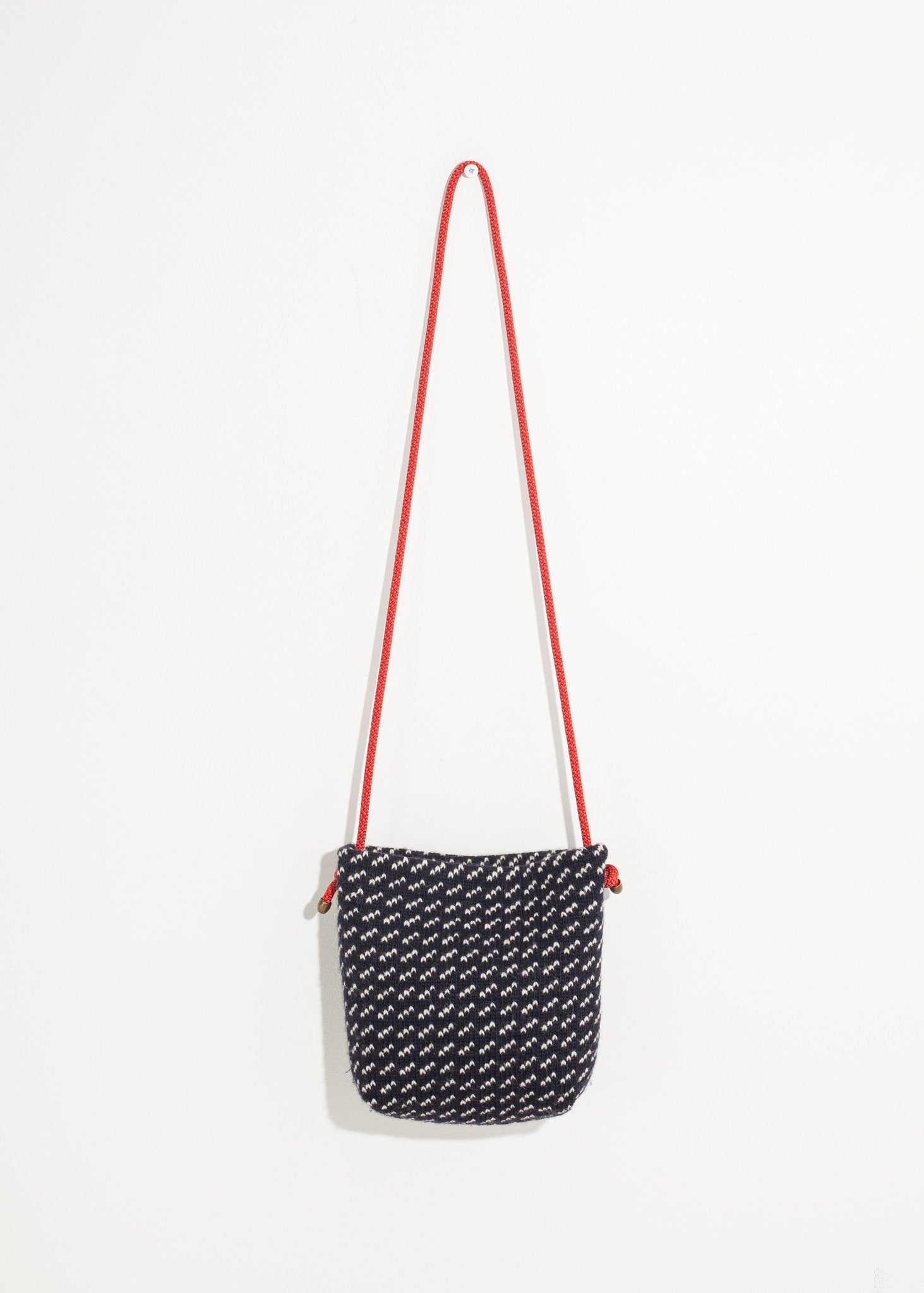 Wool Shoulder Pouch in Black/White - annaclothes