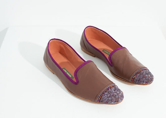 Bizi Cap Toe Loafer in Rose/Aubergine - annaclothes