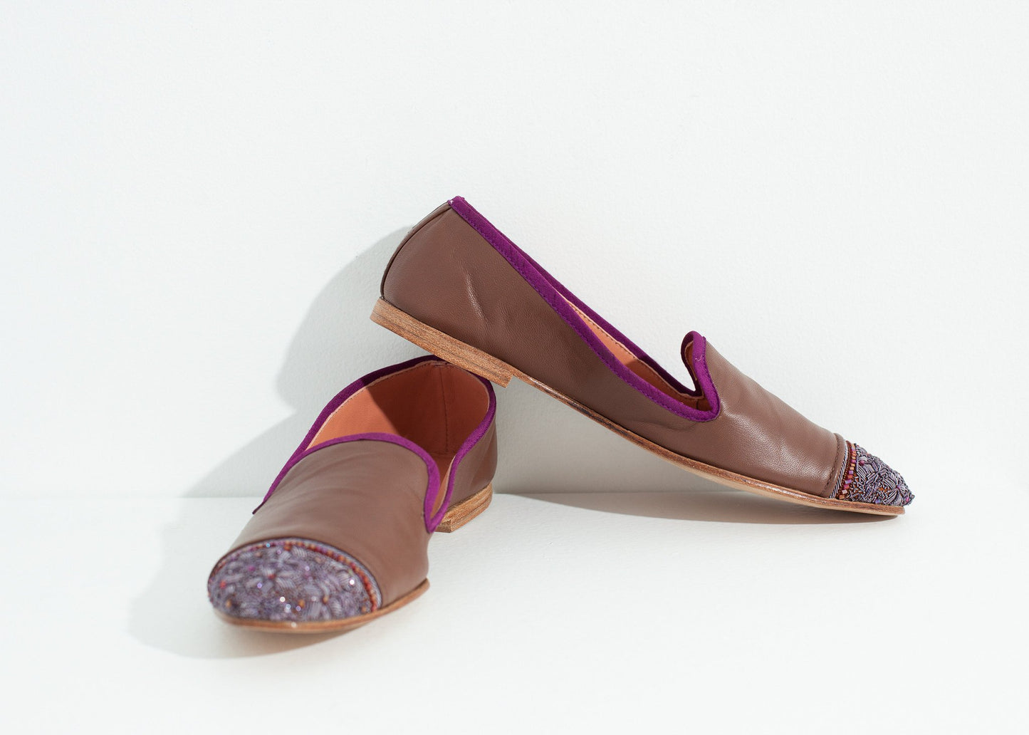 Bizi Cap Toe Loafer in Rose/Aubergine - annaclothes