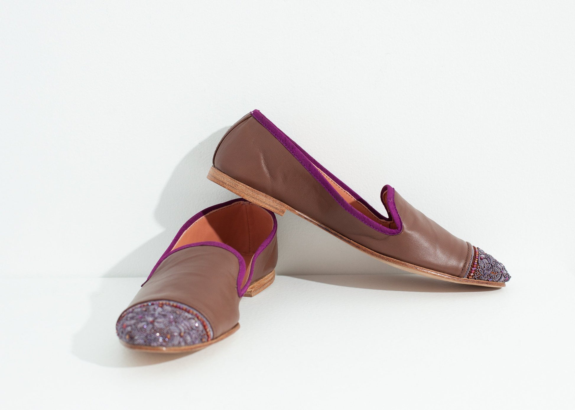 Bizi Cap Toe Loafer in Rose/Aubergine - annaclothes