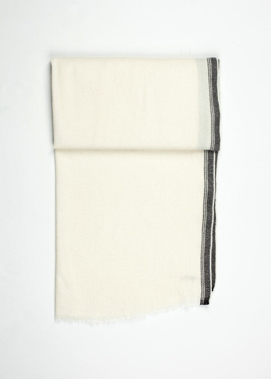 Edged Wool Scarf in Off White - annaclothes