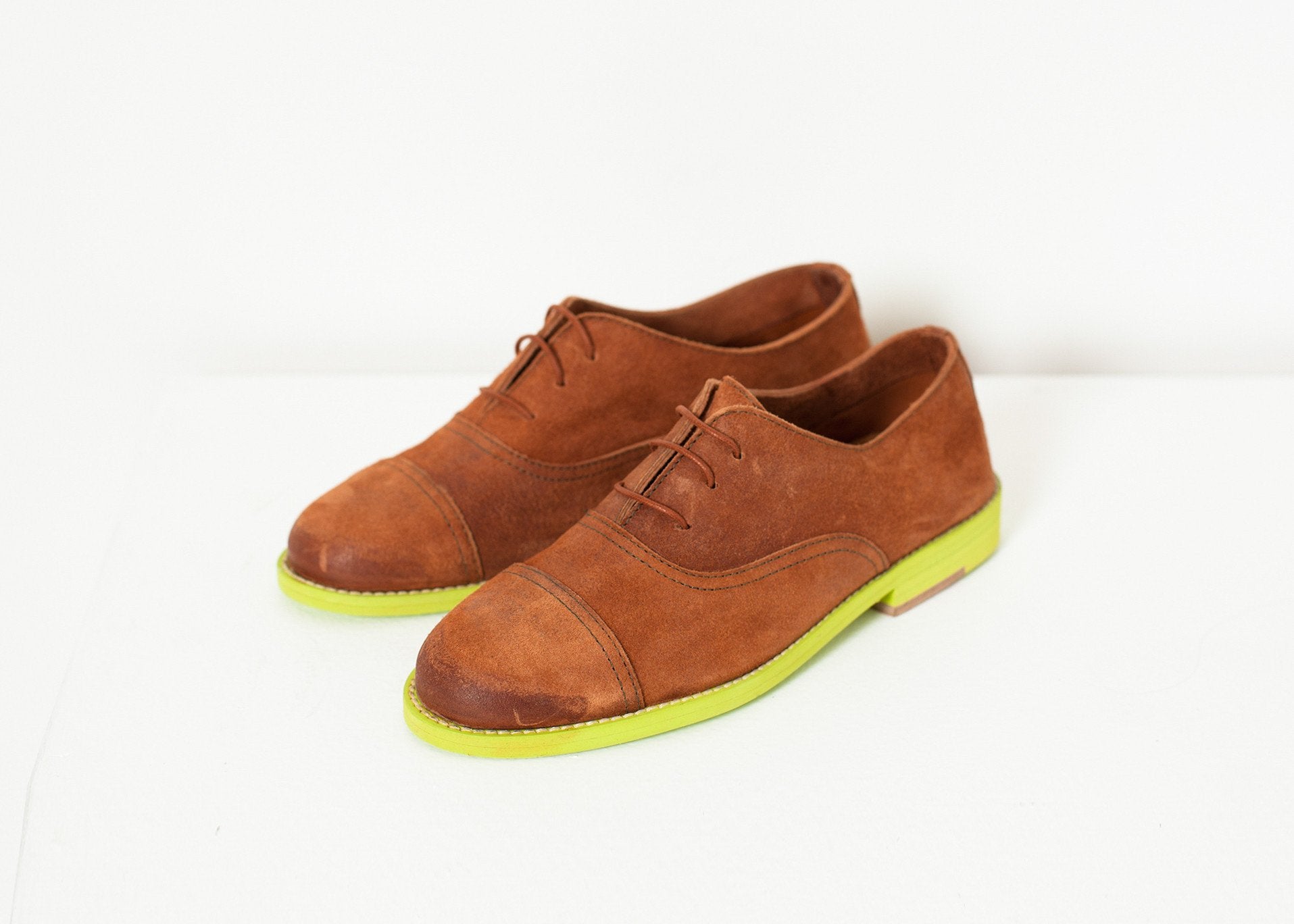 Suede Oxford in Natural/Lime - annaclothes