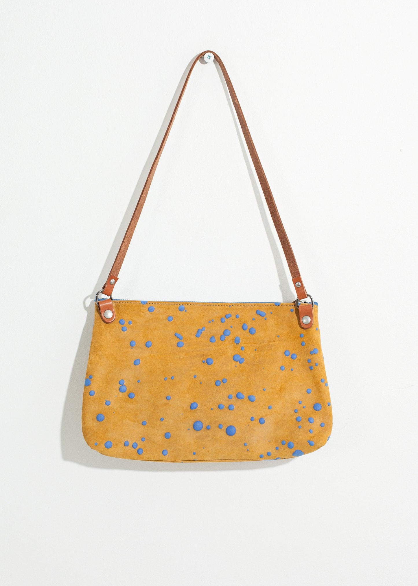 Ink Splatter Shoulder Bag in Mustard/Blue - annaclothes