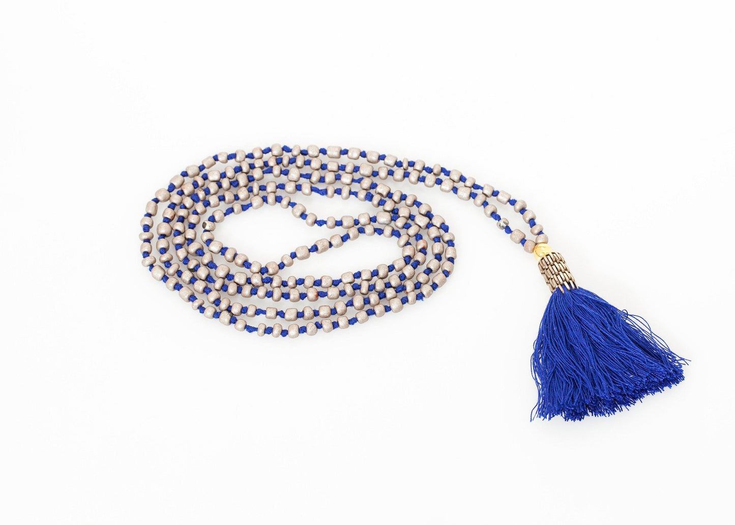 Prayer Bead Necklace in Grey/Blue - annaclothes